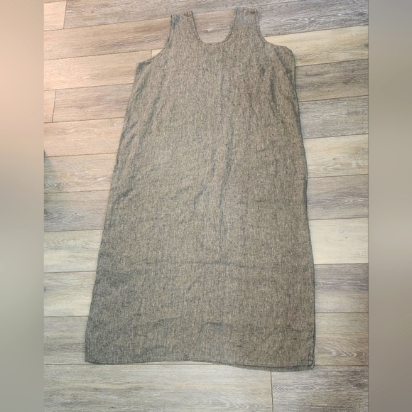 Vintage FLAX Engelhart 100% Linen Dress Sleeveless Lagenlook Maxi Pockets   Tank - Picture 1 of 9